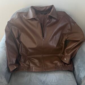 Brown Synthetic Leather Jacket